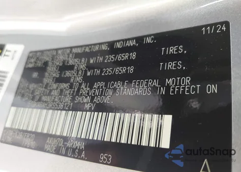 2024 Toyota Highlander Hybrid Xle из США, поврежденный, VIN 5TDKARAH3RS538121